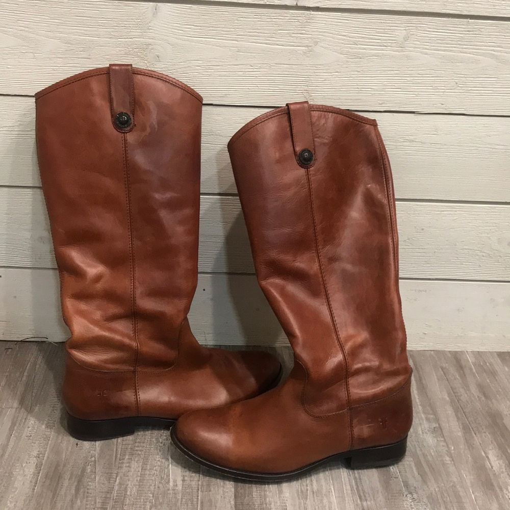 GUC Frye Wide Calf Melissa Button Boot Cognac 10